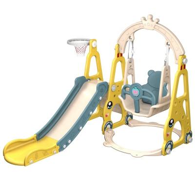 China School Playground 3 IN 1 Plastic Slide With Swing Set China Design Popular Indoor Kindergarten Playgrounds Baby 3 In 1 Slide With Swing for sale