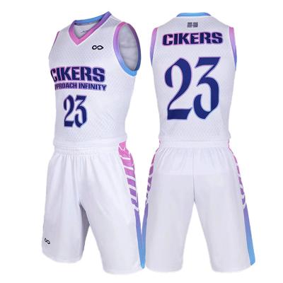 China Antibacterial Personalized Custom White Basketball Reverse Training Jersey Uniform Sets Builder for sale