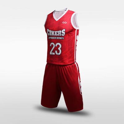 China 2021 China Antibacterial Full Sublimated Printing Sports Wear Team Basket Ball Uniform Basketball Tank Top Red for sale