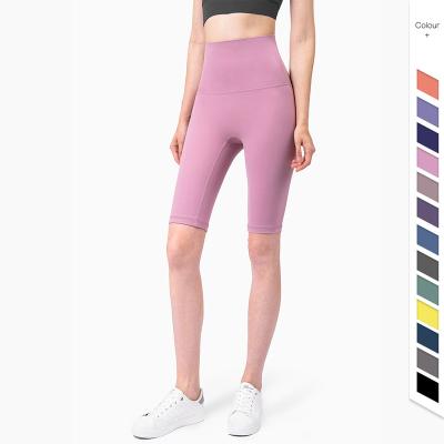 China Breathable Quick Drying Sports Shorts Tight Hip Lifting Up High Waist Fitness Pants Away Custom Women Five Point Yoga Pants for sale