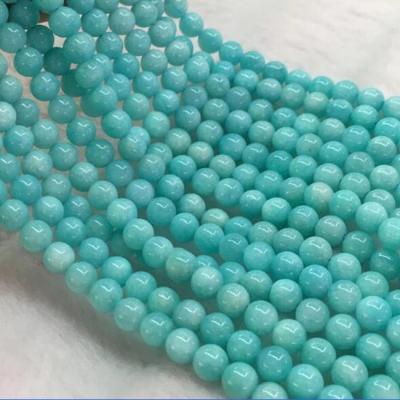 China Natural Grade Pleochroic/Pleochroism 4mm D.C.A. Round Soft Amazonite Rough Beads from Peru for sale