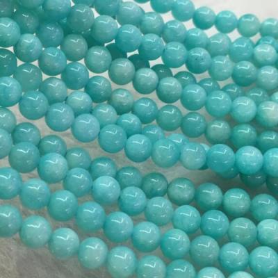 China Natural Grade Pleochroic/Pleochroism 6mm AAA Round Smooth Amazonite Gemstone Beads From Peru for sale