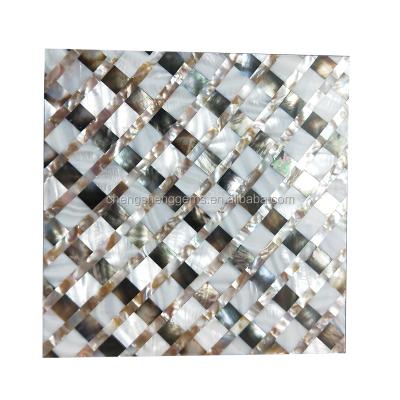 China Parquet High Polished Shell Mosaic Tiles Pearly Black and White for sale