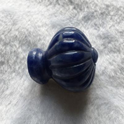 China 2017 Modern New Product Natural Gemstone Pumpkin Shape Lapis Lazuli Button For Cabinets for sale