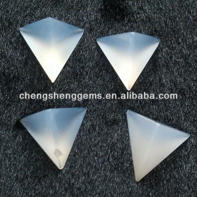 China Europe customized semi-precoius blue gemstones chalcedony tetrahedron for sale