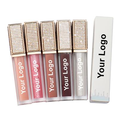 China Luxury Nude Diamond Shiny Clear Lipgloss Vegan Matte Lipstick Custom Logo Waterproof Private Label Lip Gloss for sale