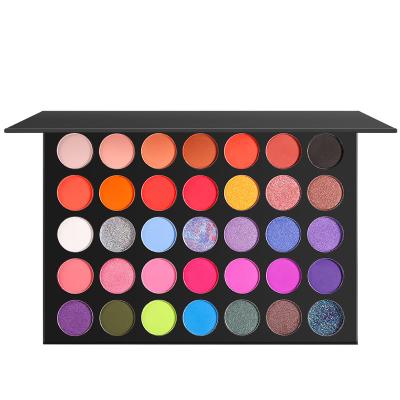 China Professional Private Label 35 Colors Waterproof Eyeshadow Cardboard Makeup No Brand Logo Neon Colorful Eyeshadow Palette Custom Made for sale