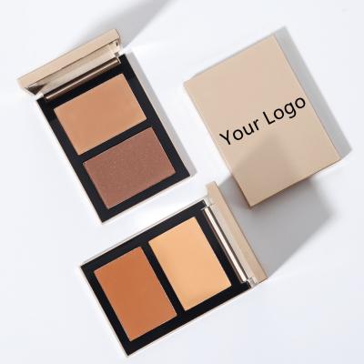 China Waterproof Professional Natural Cosmetics Makeup Shimmer Highlighter Bronzer Logo Palette Private Face Cutout for sale