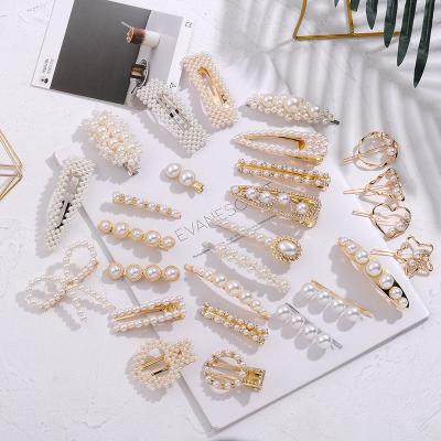 China Wholesale Show Fashion Pearl hairpin Japan pattern and cute Korean style pearl hairpins combination BB clip girl cute hairpin for sale