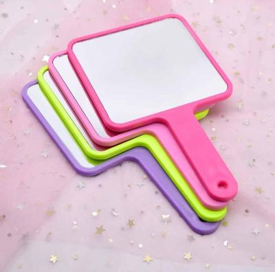 China Wholesale Bulk Customized Custom Logo Square Pink Hand Mirrors Private Label Makeup Mirror for sale