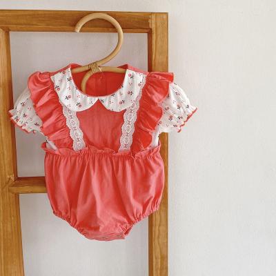 China Europe and America summer baby jumpsuit fashion flower flight sheath short-sleeved romper for sale