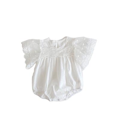 China Lovely baby clothes babies cotton short sleeve triangle clothes climbing clothes for babies summer romper lace for sale