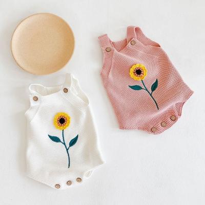 China Unisex 100% Polyester/Cotton Autumn Baby Kid Sunflower Cotton Knitted Jumpsuit Wool Clothes for sale