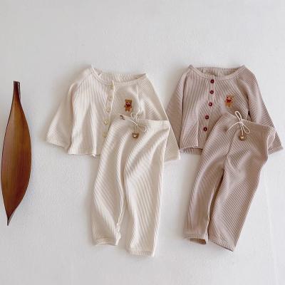 China Europe and America Spring and Autumn Clothing for Infants Kids Boys and Girls Back Embroidered Cardigan Coat + Pants Two-piece Suit for sale