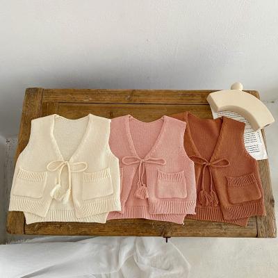 China Autumn Baby Fashion Cardigan Cotton Tassel Vest Coat Smart Casual Knitting Baby Knit Sweaters for sale