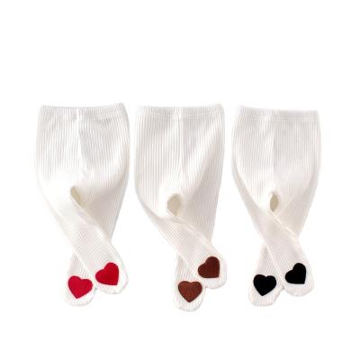 China Color Fade Proof Ins 2022 Spring And Autumn Newborn Cute Heart-Shaped Cotton All-match Tights Leggings for sale