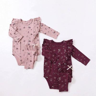 China Europe and America high quality vintage baby romper long sleeve ruffle long sleeve ruffled baby romper for sale