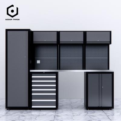 China Heavy Duty Combinatin Workbench Metal Drawer Workbench Combined Tool Cabinets With Drawers For Garage Adjustable Workbench for sale