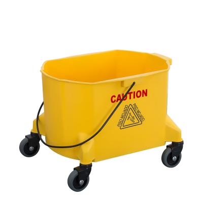 China Durable Yellow Mop Bucket Floor Mall Floor Cleaning Mop Bucket With Wringer for sale