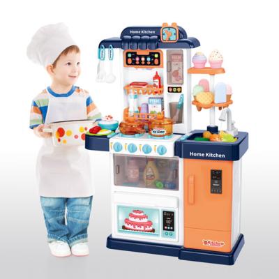 China Kitchen Toy Preschool Toy Faucet Sprayer Kitchen Set Color Change Foods Buffet Toy with Steamer Ice Cream Holder ABS Plastic for sale