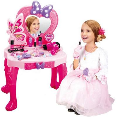 China Kids Mirrored Toy Girl Makeup Set Kids Beauty Toy Dressing Table With Music Light for sale