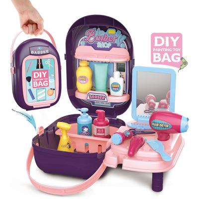 China Playing Kids Hairdressing Pretend Play Suitcase Barber Set Toy for sale