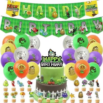 China Decoration Kiaye Gift Plants Animal Theme Happy Birthday Banner Latex Balloons Cake Topper Kits For Kids for sale