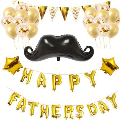 China Decoration Gift Kiaye 16Inch Happy Father's Day Foil Balloons Black Gold Foil Balloons Set for sale