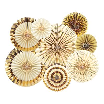 China Foil Kiaye Party Supplies Gold Wedding Shower Wall Hanging Decoration Party Flower Paper Fan for sale