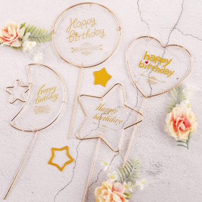 China Wholesale Round Acrylic Cake Wedding Home Decorating Kiaye Wedding Celebration Happy Birthday Cake Paper Topper for sale