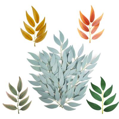 China Durable Willow Leaves Blades Silk Artificial Green Red Leaves For DIY Decoration In Bulk For Sale for sale