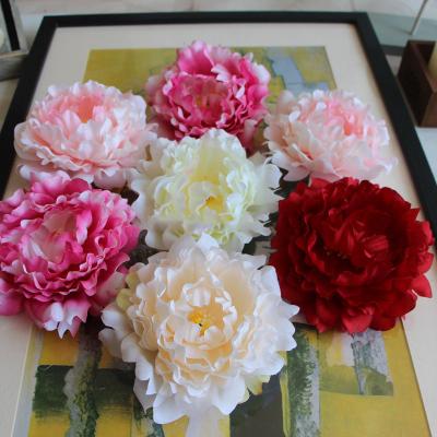 China Wholesale Cheap Colorful Fabric Kiaye Flower Heads Branch Peony Silk Head Decorative Flower Heads for sale