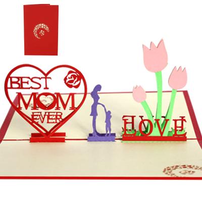 China Creative Decoration Gift Kiaye 3D Mother's Day Thanksgiving Paper Engraved Handmade Postcards for sale