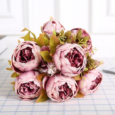 China Kiaye Retro Environmental Friendly Wholesale Decorative Realistic Flower Artificial Peony Flower for sale