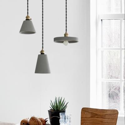 China Nordic Modern Industrial Style Cylindrical Concrete Cement Pendant Light Chandeliers For Dining Room for sale