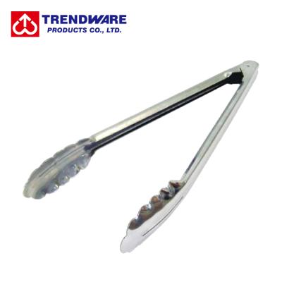 China Scalloped Edges Durable Cooking Manual Spring Tongs for sale