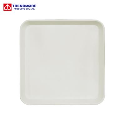 China White Color ABS Plastic Server Serving Square ABS Bakeware Flat Food Plastic Tray for sale