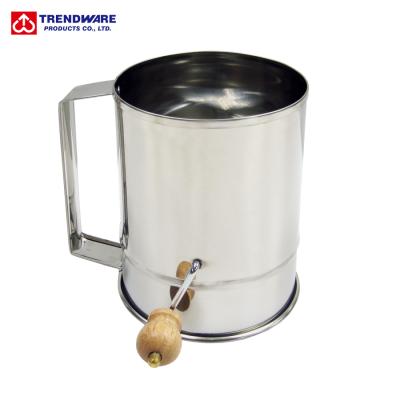 China 5 To 8 Cups Sustainable Stainless Steel Hand Crank Flour Sifter Kitchen Mechanism for sale