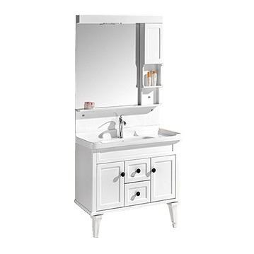 China China Ware Factory Supply 1000x480mm Traditional PVC Vanity Bathroom Mirror Sanitary Cabinet With Light And Ceramic Wash Basin for sale