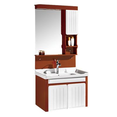 China China Wholesale Modern Bathroom Vanities 800x480mm Cheap Red Bathroom Mirror Cabinet With Ceramic Sink For Hotel And Home for sale