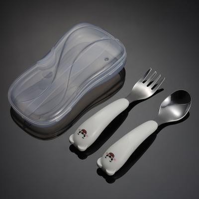 China Sustainable Kids Cutlery Set Utensils 304 Stainless Steel Tableware Kids Fork And Spoon With Case for sale