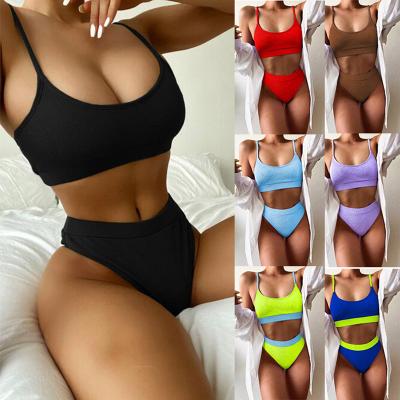 China High Quality Breathable Two Piece Set Swimwear Underwire Bikini Bra Top And High Waisted Shorts for sale