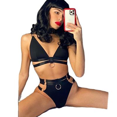 China Lingere Black Sexy 2021 New Sexy Lingerie Bra Sports Underwear Gathered Female Sexy V-Neckline Lingerie Panties Set for sale