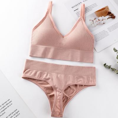 China Antibacterial women's lingerie set no steel rings 2 piece lingerie set women panties and ladies bra set for sale