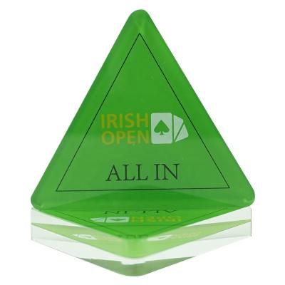 China Custom High Quality Eco-friendly Acrylic Triangle Casino All In Dealer's Poker Button With Custom Logo's Free Design for sale