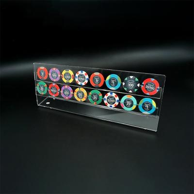 China Carry Poker Chips Wholesale Custom Clear Acrylic Display Rack Can Carry 16pcs 40 39 Round Poker Chips For Casino Accessary for sale