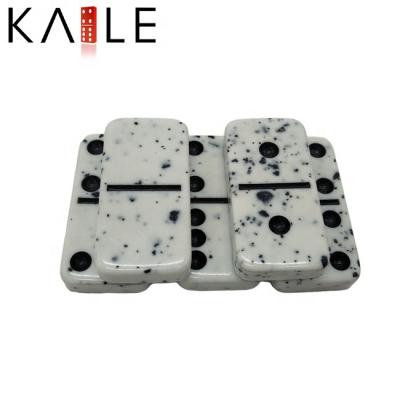 China Custom Melamine Black Marble Domino Set Double 6 Six 28pcs Dominoes With Black Dot One Set Package No Box For Tabletop Games for sale