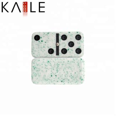 China Professional Custom Black Marble Effect Domino Set Double Six Green Marble Effect Dominoes Dot Gold Nail Kaile Factory Supplies Directly for sale