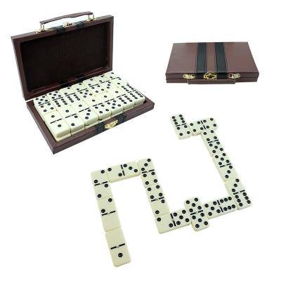 China Professional Eco-Friendly And Durable Custom Double Domino 6 Game Set With Travel Box 28pcs Leather Dominoes For Casino Gambling Games for sale