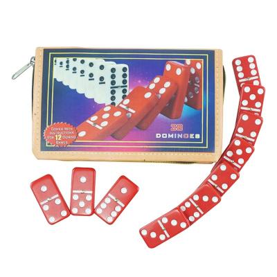 China Non-Toxic Eco-Friendly Customize Red Double 6 Dominoes White Dot With Zipper Abstract Hard Bulk Colored Domino Set For Family Games for sale